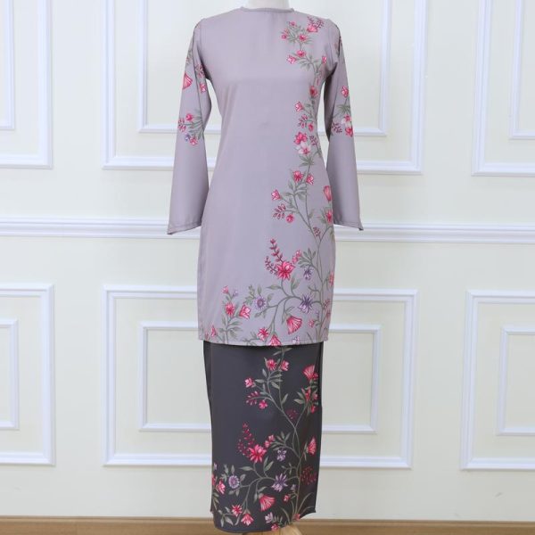 Baju Kurung Set Wanita printing baju raya 2026 Kurung Riau - Taupe Choc
