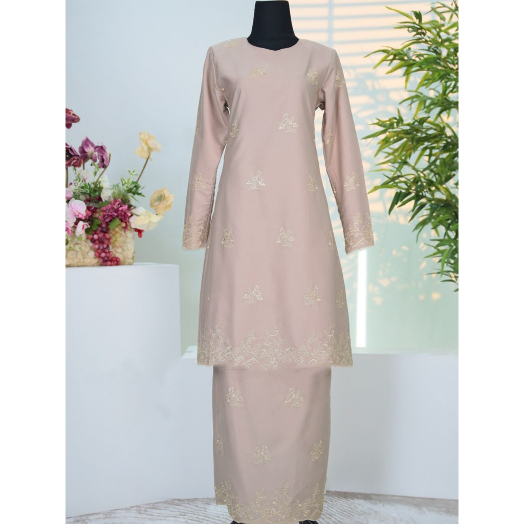 Baju Kurung Set Wanita printing baju raya 2026 Kurung Riau - Champagne - Image 1