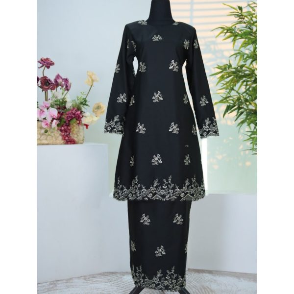 Baju Kurung Set Wanita printing baju raya 2026 Kurung Riau - Black