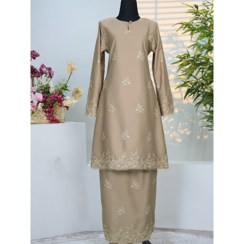 Baju Kurung Set Wanita printing baju raya 2026 Kurung Riau - Khakis - Image 1