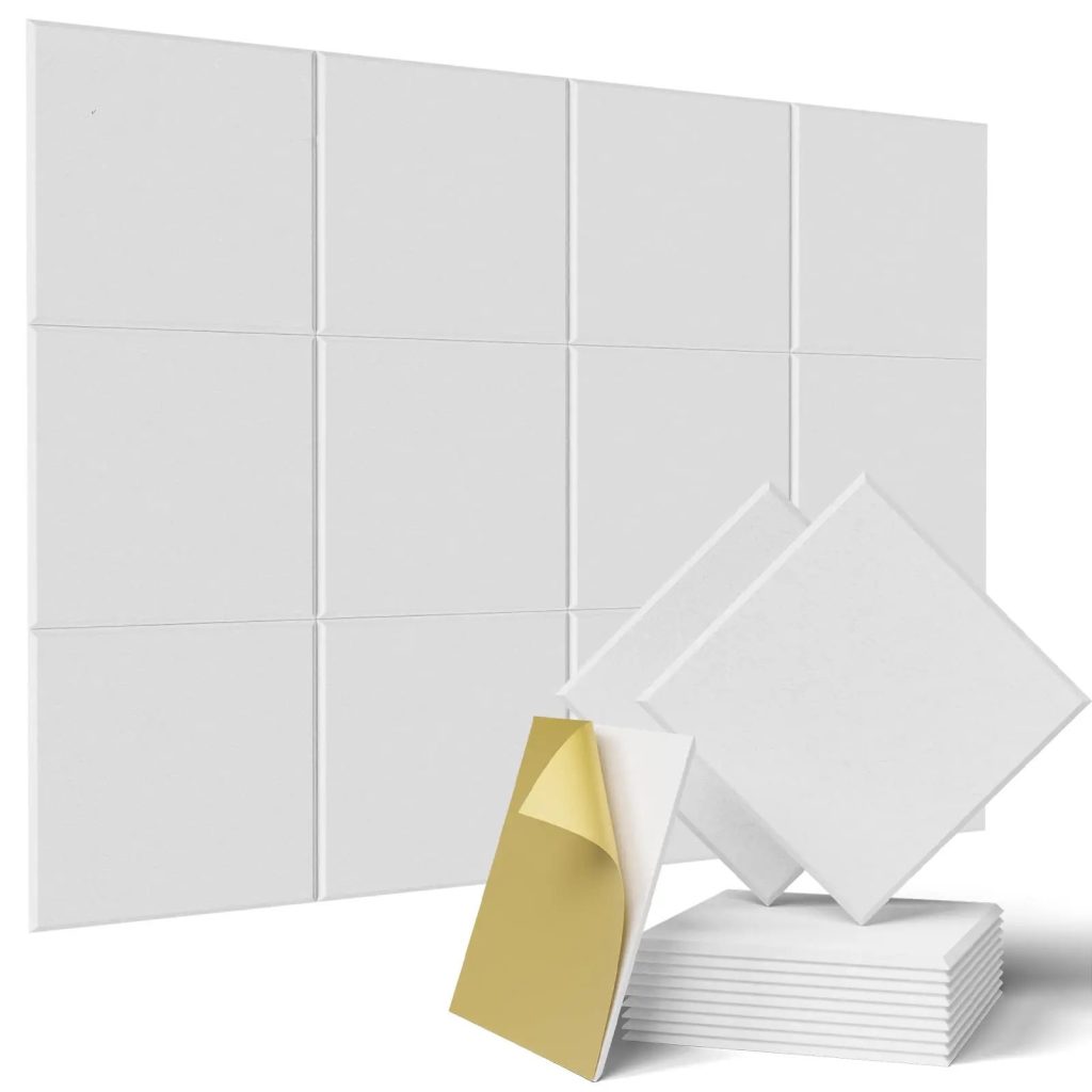 2 Pack Acoustic Panels Sound Proof Padding Beveled Edge Polyester Fiber Panels High Density Acoustic Treatment Wall Decor - Grey