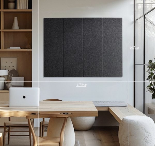 2 Pack Acoustic Panels Sound Proof Padding Beveled Edge Polyester Fiber Panels High Density Acoustic Treatment Wall Decor - Black