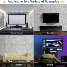 2 Pack Acoustic Panels Sound Proof Padding Beveled Edge Polyester Fiber Panels High Density Acoustic Treatment Wall Decor - Black - Image 2