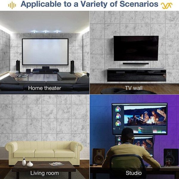 2 Pack Acoustic Panels Sound Proof Padding Beveled Edge Polyester Fiber Panels High Density Acoustic Treatment Wall Decor - Black