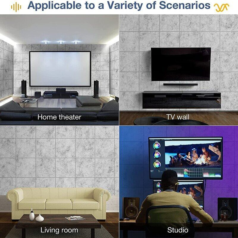 2 Pack Acoustic Panels Sound Proof Padding Beveled Edge Polyester Fiber Panels High Density Acoustic Treatment Wall Decor - Black - Image 2