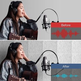 2 Pack Acoustic Panels Sound Proof Padding Beveled Edge Polyester Fiber Panels High Density Acoustic Treatment Wall Decor - Black - Image 3