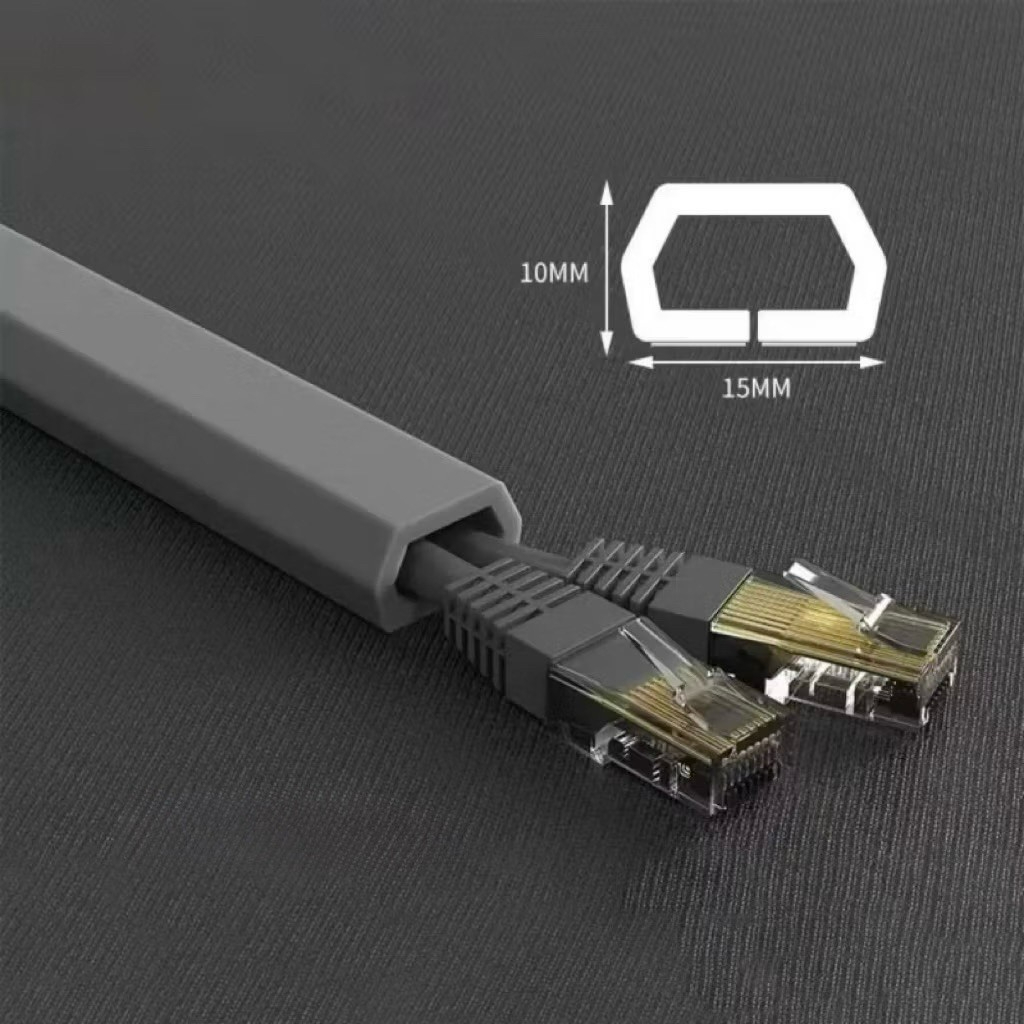 Self-Adhesive Raceway Wall Cord Duct Cover Cable Duct/Trough PVC Surface-Mounted Ground Trunking Floor Trunking - Trapezoidal Grey - Image 1