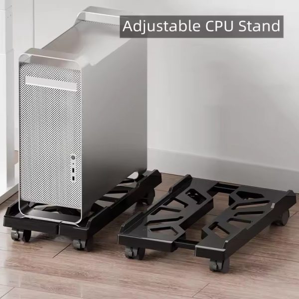 Computer Tower Stand Adjustable Mobile CPU Stand CPU Holder PC Tower Stand with Rolling Caster Wheels Pc Floor Riser - Type A White