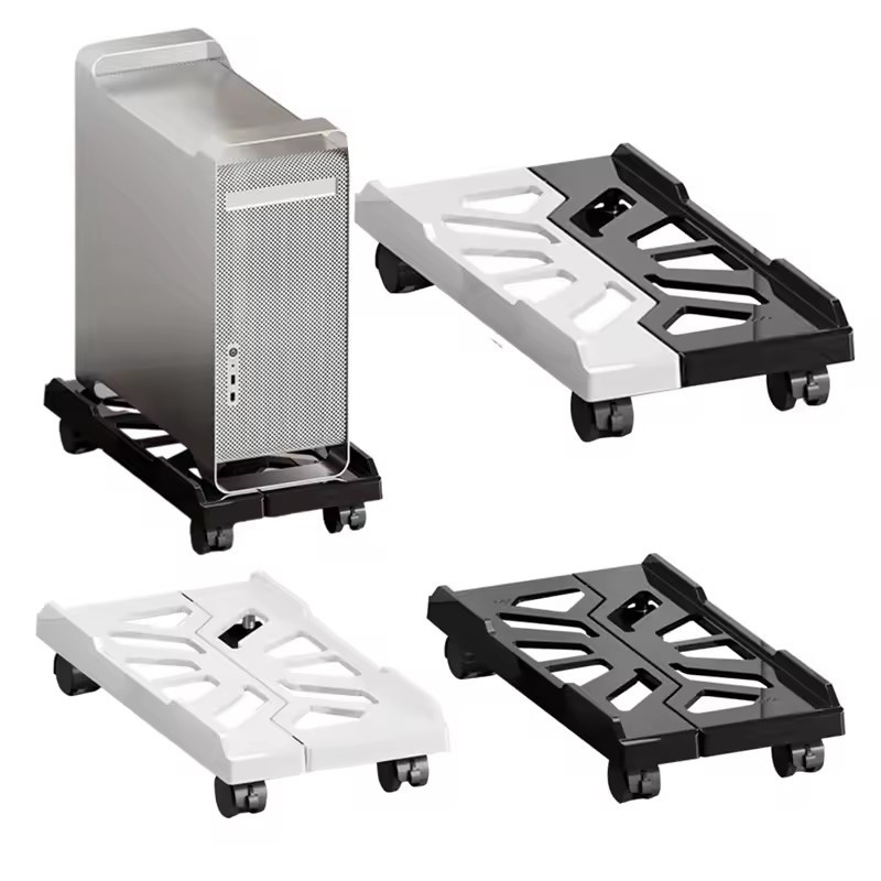 Computer Tower Stand Adjustable Mobile CPU Stand CPU Holder PC Tower Stand with Rolling Caster Wheels Pc Floor Riser - Type A White - Image 5