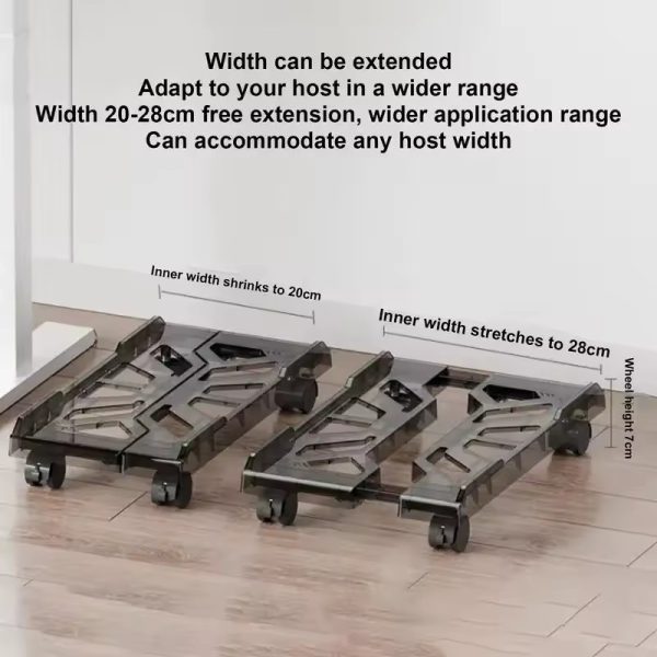 Computer Tower Stand Adjustable Mobile CPU Stand CPU Holder PC Tower Stand with Rolling Caster Wheels Pc Floor Riser - Type A White