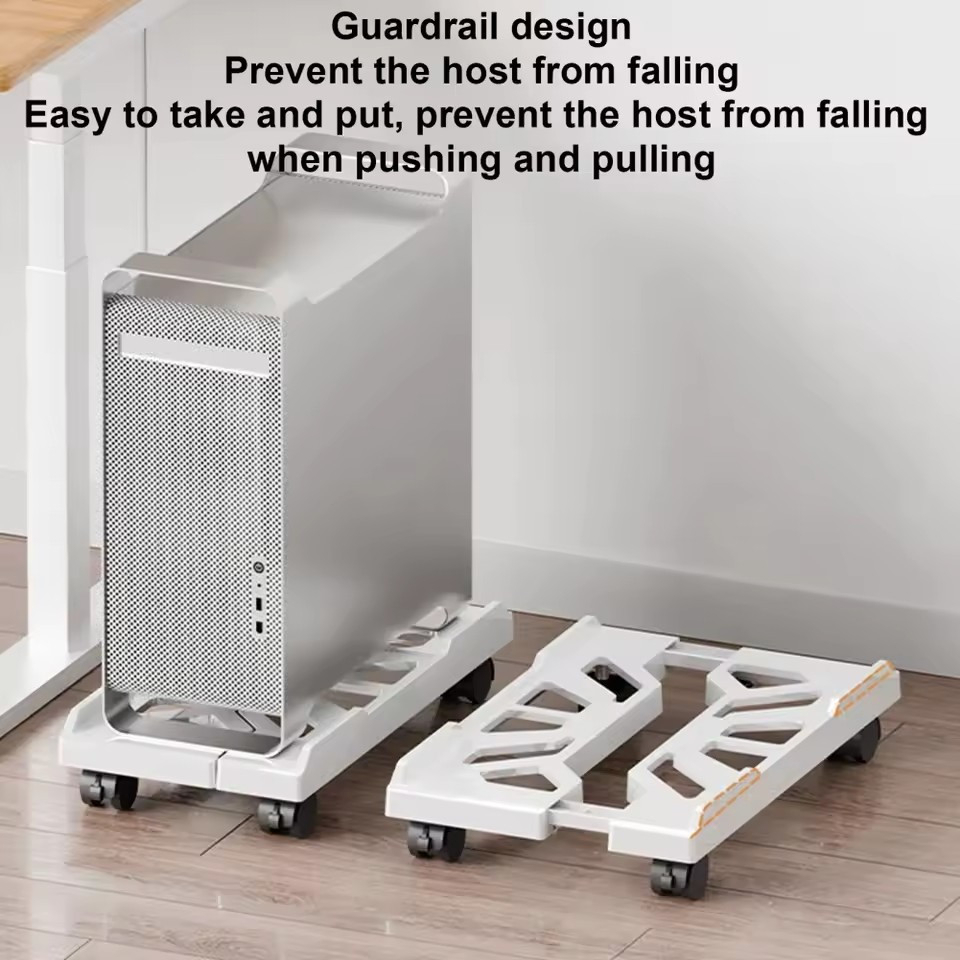 Computer Tower Stand Adjustable Mobile CPU Stand CPU Holder PC Tower Stand with Rolling Caster Wheels Pc Floor Riser - Type A White - Image 2
