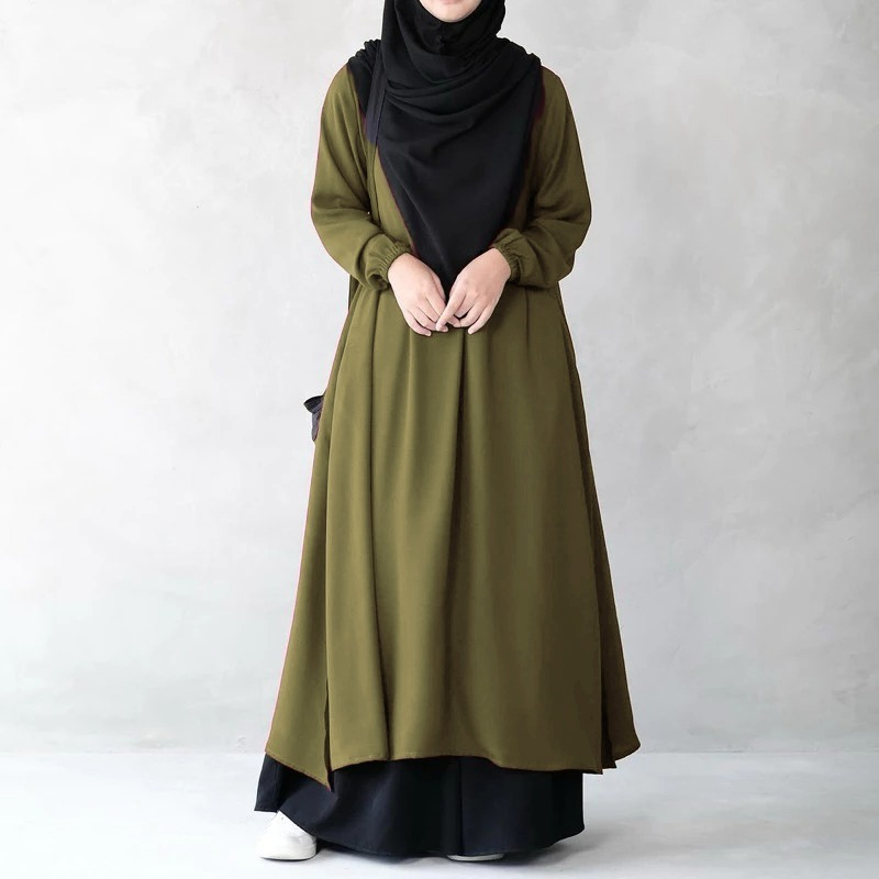 Blouse Haifza Kain Cey Italian Crepe - Olive Gold - Image 1