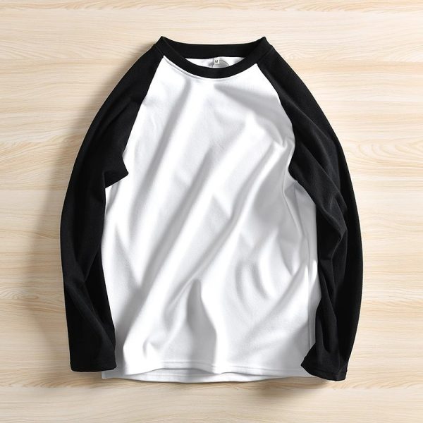 Long Sleeve Men Korean Loose Round Neck Warm Velvet T-Shirt - White