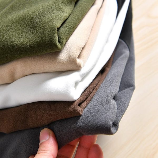 Long Sleeve Men Korean Loose Round Neck Warm Velvet T-Shirt - Green