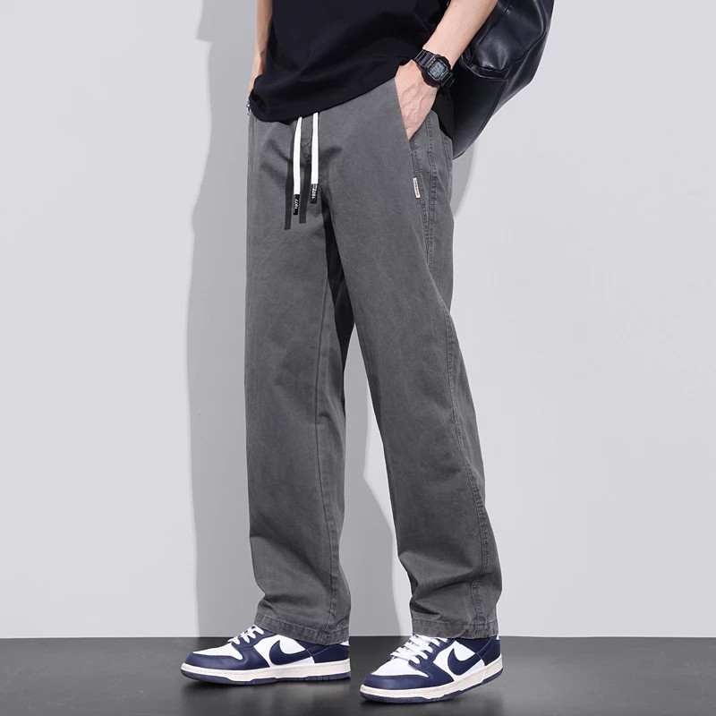 Plus Size Cotton Loose Straight Cut Baggy Cargo Pant - Grey - Image 1