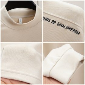 Plain Oversize Fashion Half Turtleneck Korean Style Long Sleeve Loose Warm T-Shirt - Grey - Image 6