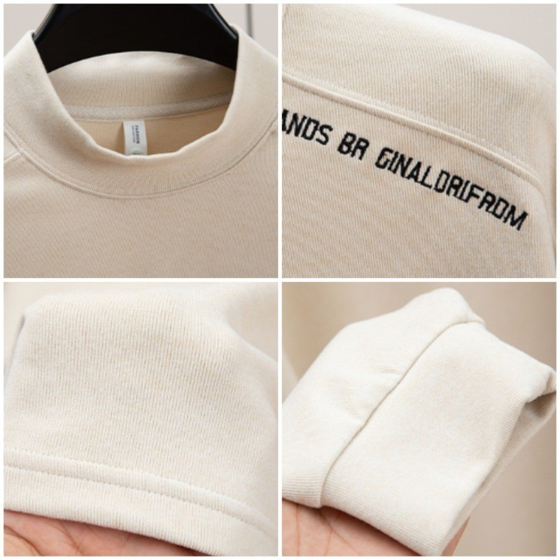 Plain Oversize Fashion Half Turtleneck Korean Style Long Sleeve Loose Warm T-Shirt - Grey - Image 6