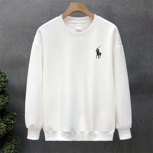 Men Round Neck Long Sleeve Style Street Wear Trend Loose Sweater - White