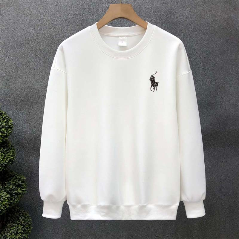 Men Round Neck Long Sleeve Style Street Wear Trend Loose Sweater - White - Image 1