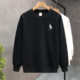 Men Round Neck Long Sleeve Style Street Wear Trend Loose Sweater - Black - Image 2