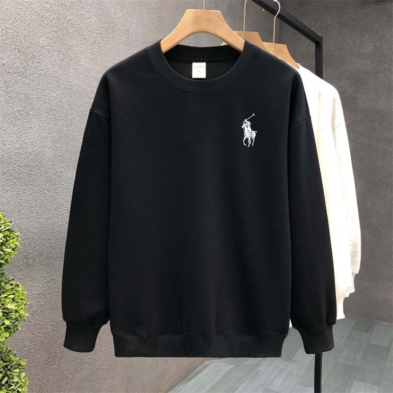 Men Round Neck Long Sleeve Style Street Wear Trend Loose Sweater - Black - Image 2