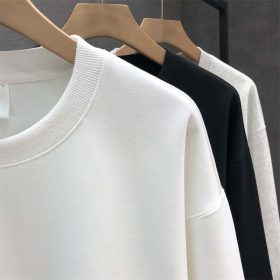 Men Round Neck Long Sleeve Style Street Wear Trend Loose Sweater - Black - Image 3