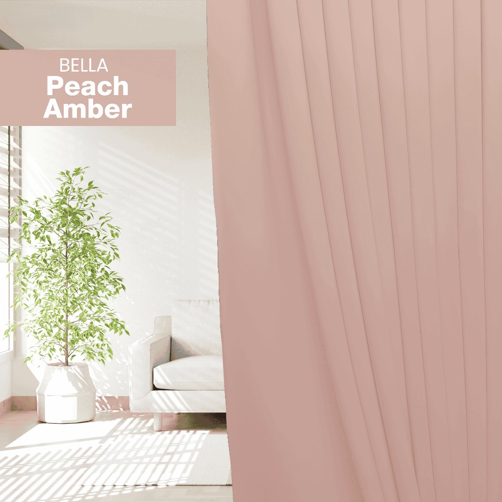 BELLA Blackout Curtain Cheap Ready Made Hook / Ring - Peace Amber - Image 1