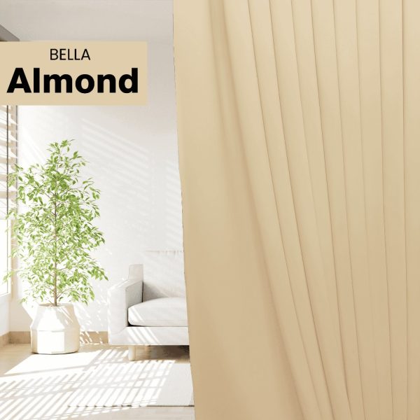 BELLA Blackout Curtain Cheap Ready Made Hook / Ring - Almond
