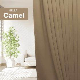 BELLA Blackout Curtain Cheap Ready Made Hook / Ring - Camel - Image 1
