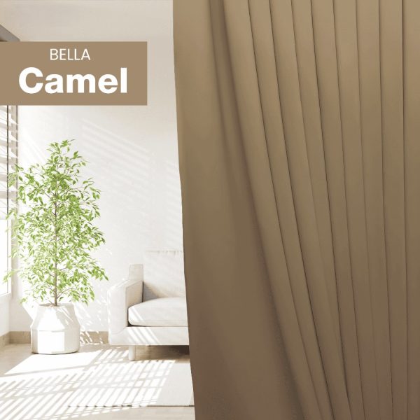 BELLA Blackout Curtain Cheap Ready Made Hook / Ring - Camel