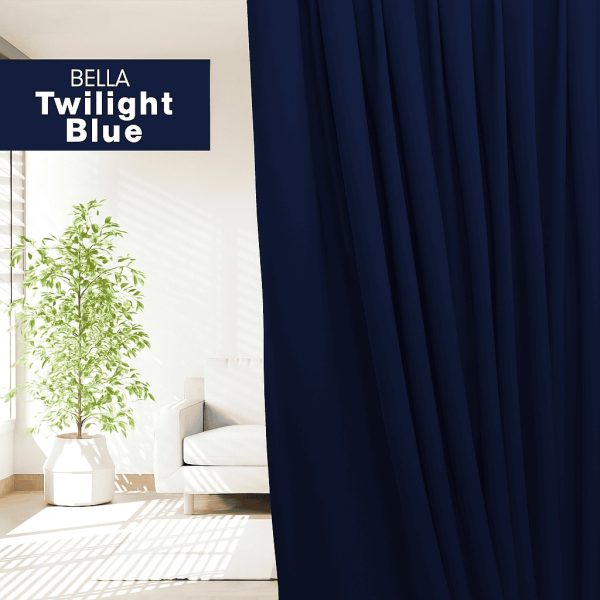 BELLA Blackout Curtain Cheap Ready Made Hook / Ring - Twilight Blue
