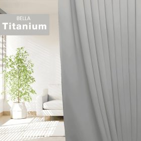 BELLA Blackout Curtain Cheap Ready Made Hook / Ring - Titanium - Image 1