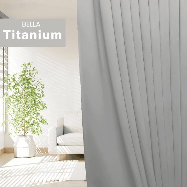 BELLA Blackout Curtain Cheap Ready Made Hook / Ring - Titanium
