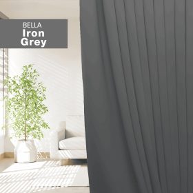BELLA Blackout Curtain Cheap Ready Made Hook / Ring - Iron Grey - Image 1