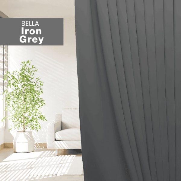BELLA Blackout Curtain Cheap Ready Made Hook / Ring - Iron Grey