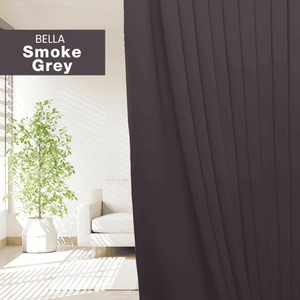 BELLA Blackout Curtain Cheap Ready Made Hook / Ring - Smoke Grey