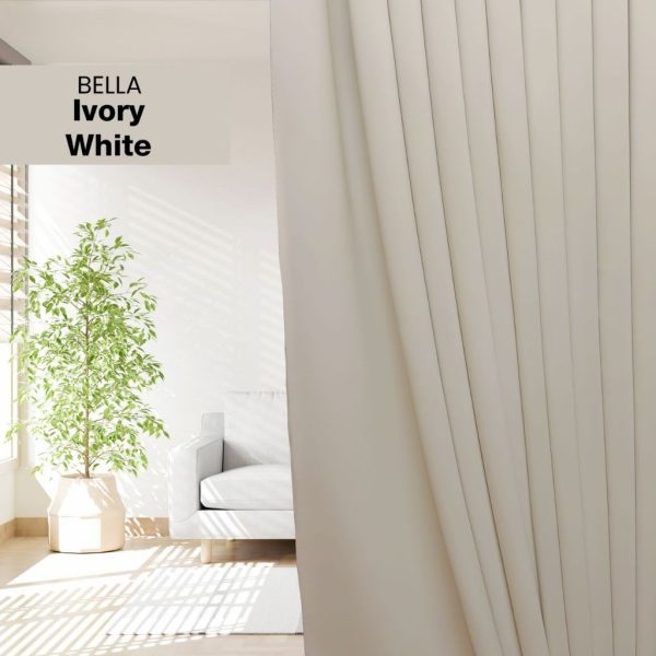 BELLA Blackout Curtain Cheap Ready Made Hook / Ring - Ivory White