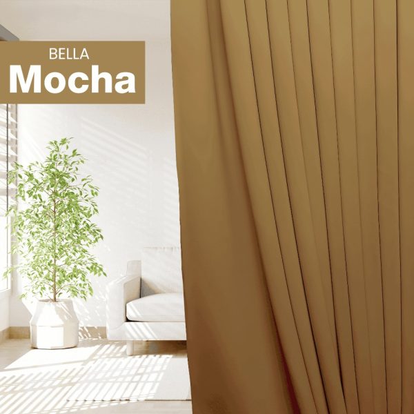 BELLA Blackout Curtain Cheap Ready Made Hook / Ring - Mocha