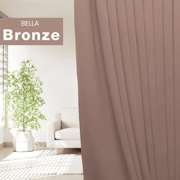BELLA Blackout Curtain Cheap Ready Made Hook / Ring - Bronze