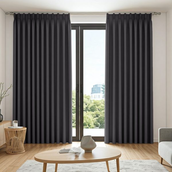 BELLA UV 90%-95% Blackout Curtain Window Ready Made Hook / Ring - Black