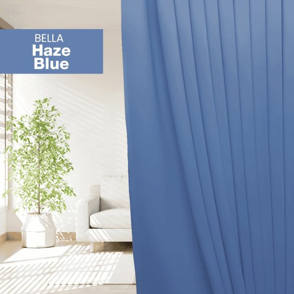 BELLA UV 90%-95% Blackout Curtain Window Ready Made Hook / Ring - Haze Blue