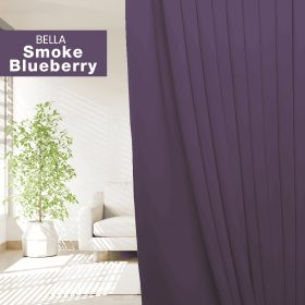 BELLA UV 90%-95% Blackout Curtain Window Ready Made Hook / Ring - Smoke Blueberry - Image 1