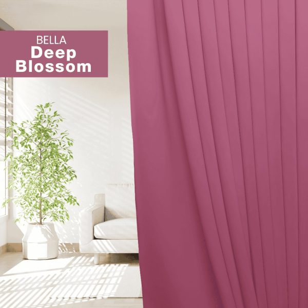 BELLA UV 90%-95% Blackout Curtain Window Ready Made Hook / Ring - Deep Blossom