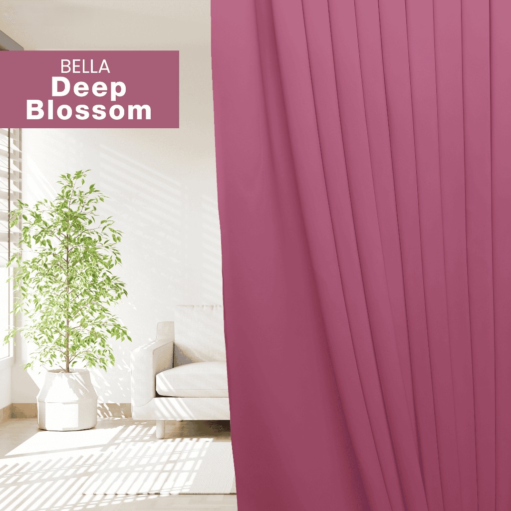 BELLA UV 90%-95% Blackout Curtain Window Ready Made Hook / Ring - Deep Blossom - Image 1