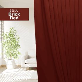 BELLA UV 90%-95% Blackout Curtain Window Ready Made Hook / Ring - Brick Red - Image 1