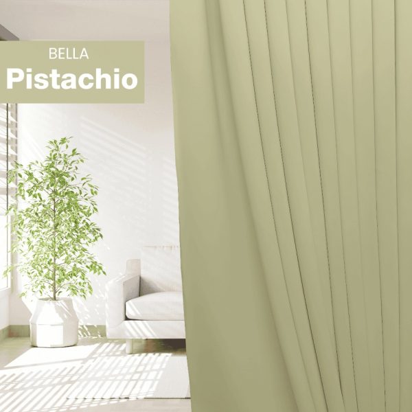 BELLA UV 90%-95% Blackout Curtain Window Ready Made Hook / Ring - Pistachio