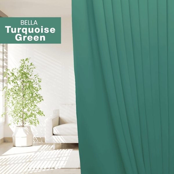 BELLA UV 90%-95% Blackout Curtain Window Ready Made Hook / Ring - Turquoise Green