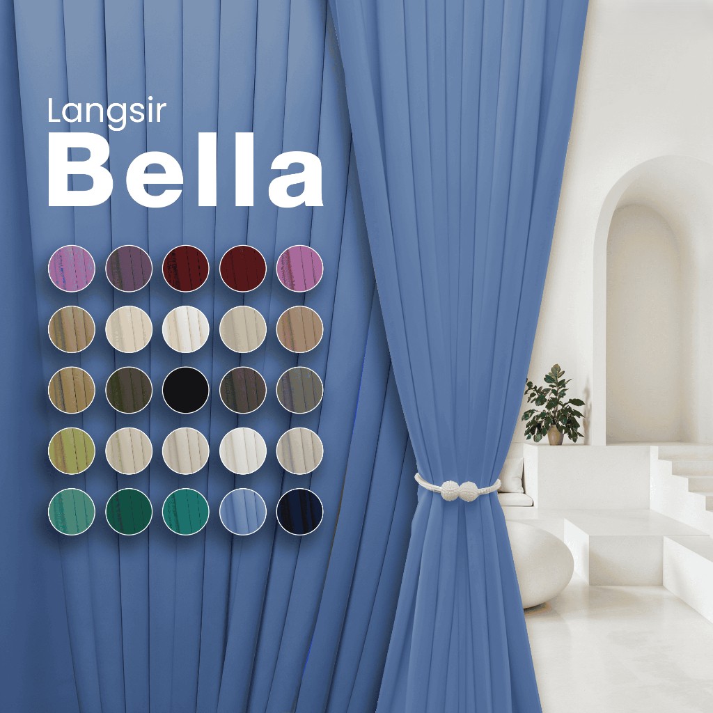 BELLA UV 90%-95% Blackout Curtain Window Ready Made Hook / Ring - Black - Image 2
