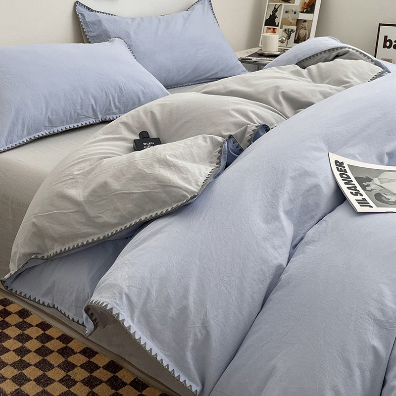 Cotton Bed in Three New Style Cotton Bed Sheet Bed Quilt Cover Student Dormitory Four-Piece - Cheese Made - Image 1