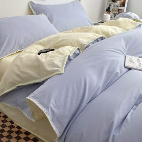 Cotton Bed in Three New Style Cotton Bed Sheet Bed Quilt Cover Student Dormitory Four-Piece - Cheese Ice Blue